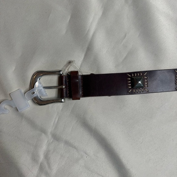 NEW Italian Brown Leather Studded Belt - Picture 5 of 9